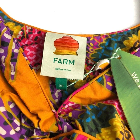 Like New Farm Rio puff sleeve beaded macaws midi dress xsmall - Picture 9 of 11